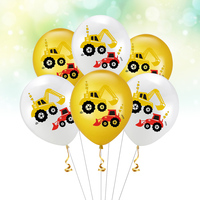 20 pcs Construction Vehicle Balloons 12 Inch Non Toxic Party Decoration Kids Birthday Favors Latex Balloons Set