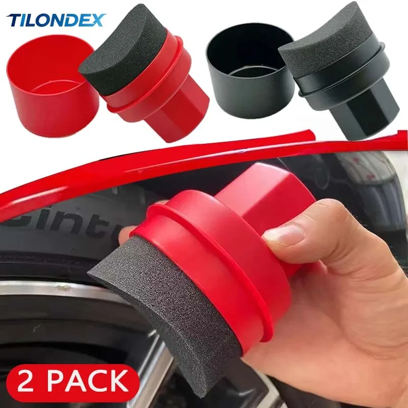 TILONDEX Curved Tire Dressing Applicator Sponge Brush with Storage Case Reusable Wheel Rim Wax Polishing Detailing Tool R