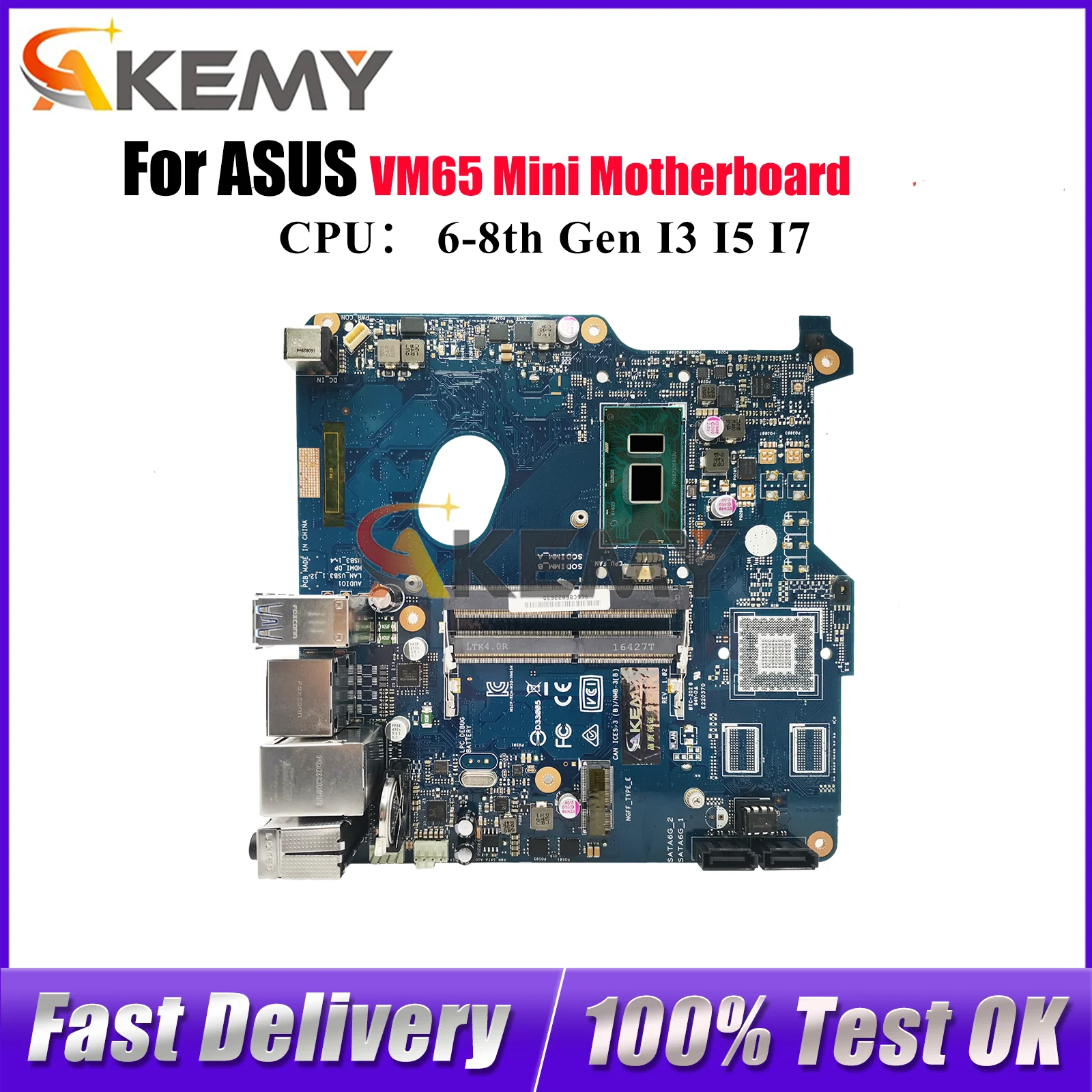 

Материнская плата для ноутбука VM65 для ASUS VivoMini VM65 Материнская плата для ноутбука с процессором I3 I5 I7 100% тестирование ОК Быстрая доставка Высокое качество