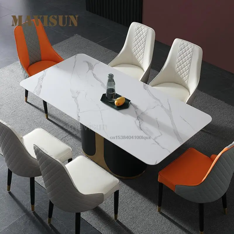 Light Luxury Rock Slab Long Dining Table For Small Apartment  6 People Nordic Creative Modern Minimalist Apartment Household