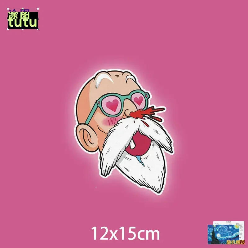 lecherous Sanji and Master Roshi Sticker Glass Car Anime Decoration Reflective Car Sticker
