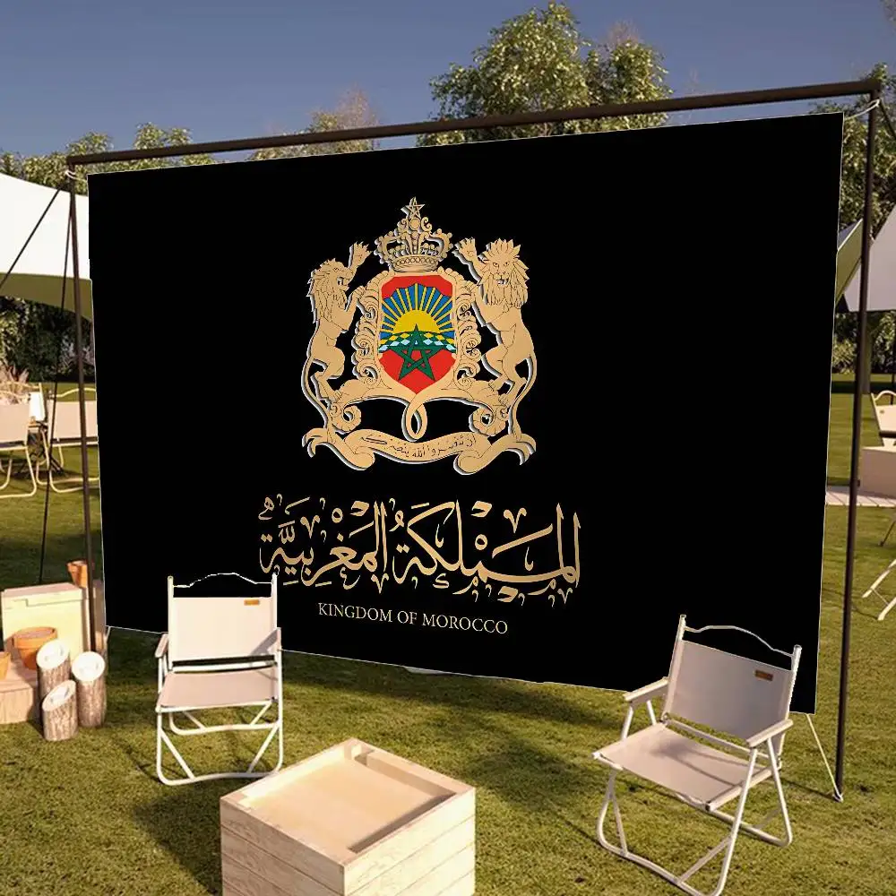 Morocco Map Flag Creative Pattern Hanging Flag Polyester Printed Banner Hand Pulled Flag