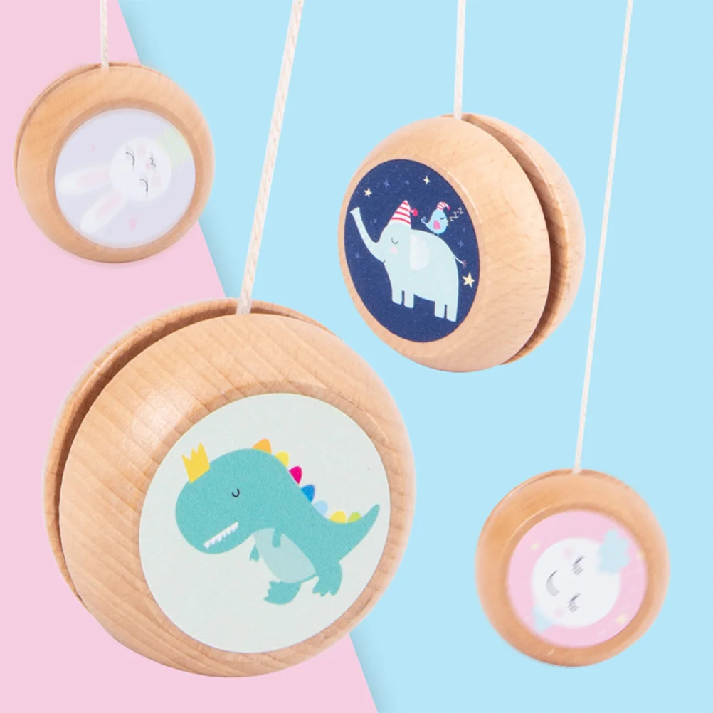 2Pcs Wooden Yo-yo Toys Lovely Cartoon  Whale Elephants Pattern Yoyo Toy Ball Toy for Kids Children yoyo ball