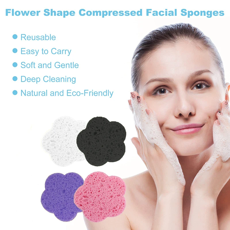 Plum-Shaped Face Cleaning Sponge Pad For Exfoliator Mask Facial Spa Massage Makeup Removal Thicker Compress Natural Cellulose