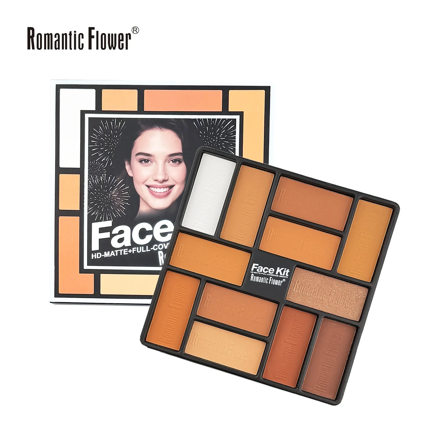 رومانسية زهرة 12 لون ماكياج لوحة الكل في واحد مجموعة بودرة الوجه كونتور تمييز أحمر الخدود برونزي النحت جودة عالية #4