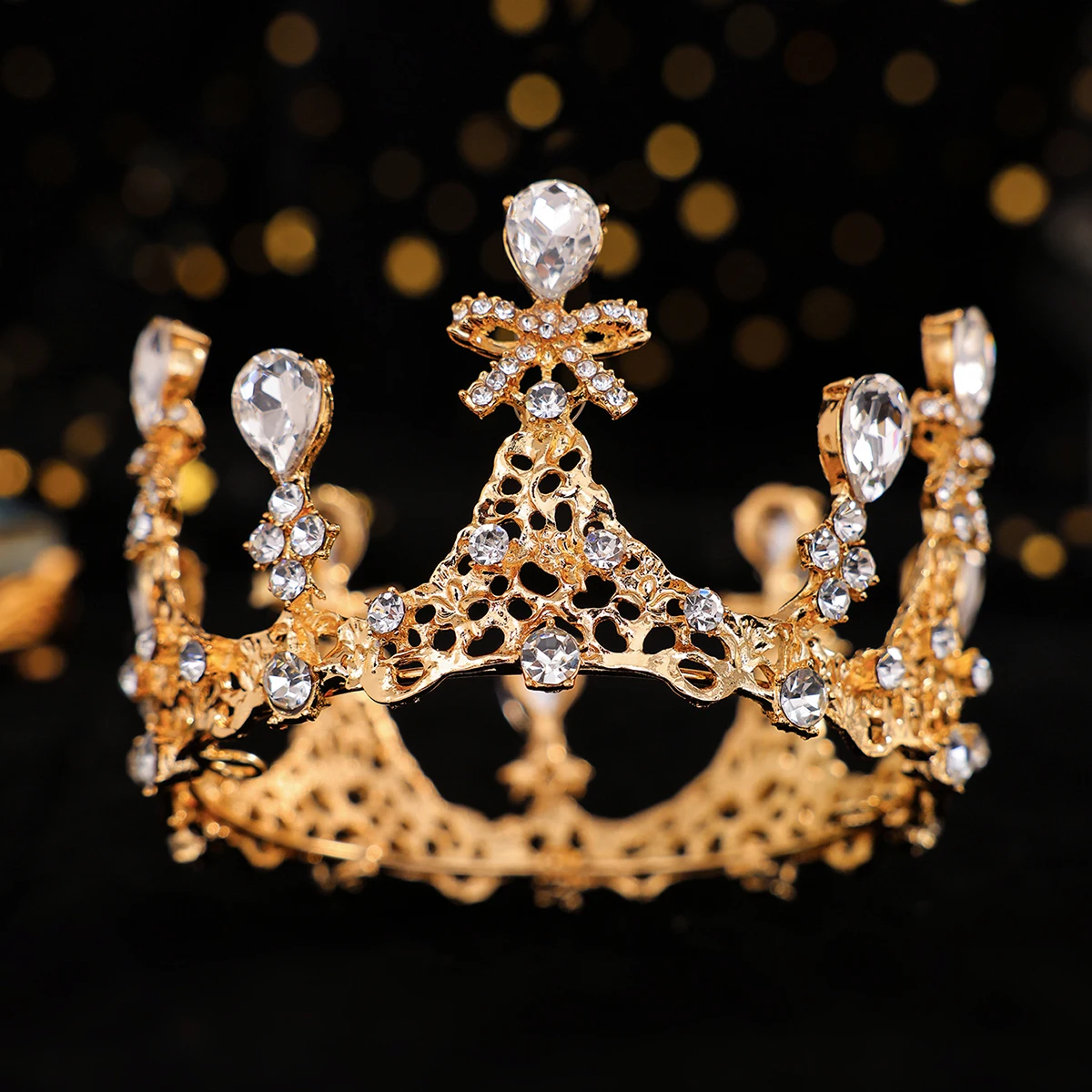 

Круглая хрустальная корона в стиле барокко для женщин, украшения для волос с камнями для вечеринок, свадеб, аксессуары для волос, ювелирные изделия, тиары и короны, подарок