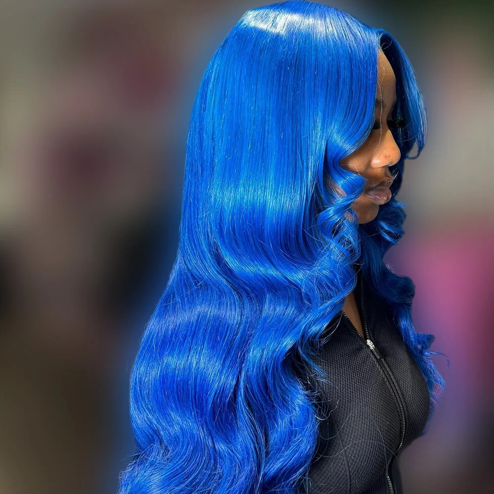 ارتداء الذهاب خصلات الشعر المستعار الإنسان غلويليس الأزرق الداكن الجسم موجة الدانتيل الجبهة خصلات الشعر المستعار الإنسان قبل نتف 613 الملونة 5x5 الدانتيل إغلاق شعر مستعار #1