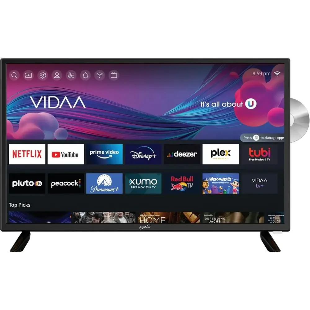 

SC-2426SDVD 24-inch LED Smart HDTV w/DVD Player, ATSC & NTSC System, 3X HDMI, 1080p, Wii, USB, Multi uage OSD, AC/DC Compatible