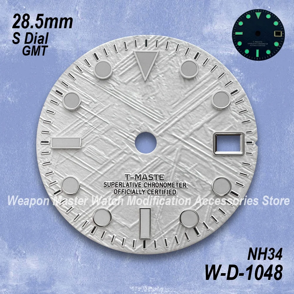 28.5 مللي متر S شعار الوافدين الجدد GMT نيزك الهاتفي صالح NH34 الحركة اليابانية الأخضر مضيئة ساعة عالية الجودة تعديل الملحقات