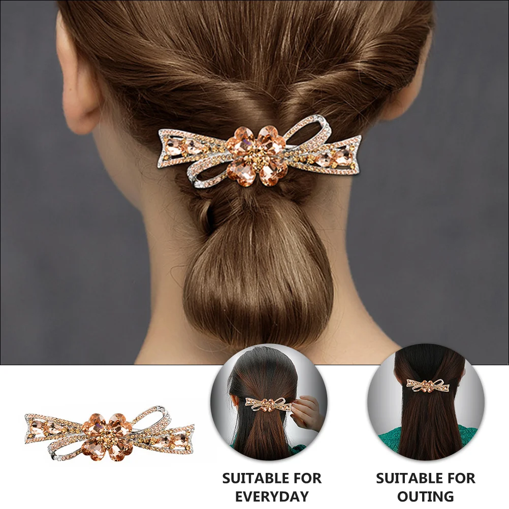 

Crystal Rhinestone Hair Barrette Chic French Hairpin Automatic Hair Clip Bridal Party Accessory Girls Headdress