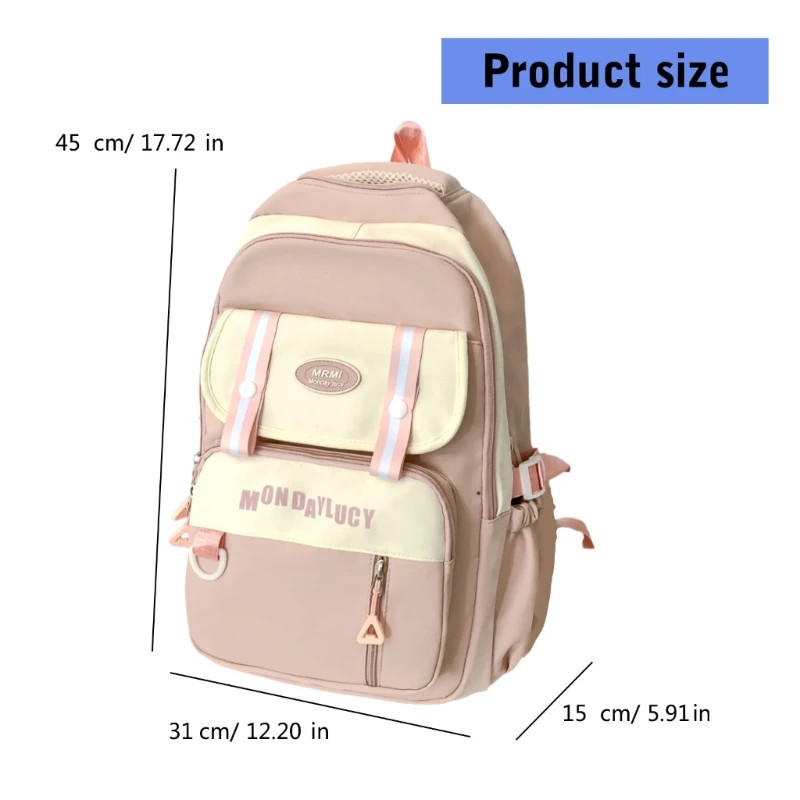 Vintage Schulrucksack aus Nylon, große Büchertasche mit Laptopfach für Schüler