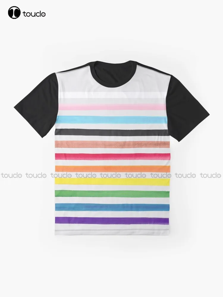 Progress Pride Stripes Graphic Gay Pride Flag Transgender Flag T-Shirt Custom Aldult Teen Unisex Digital Printing Tee Shirts