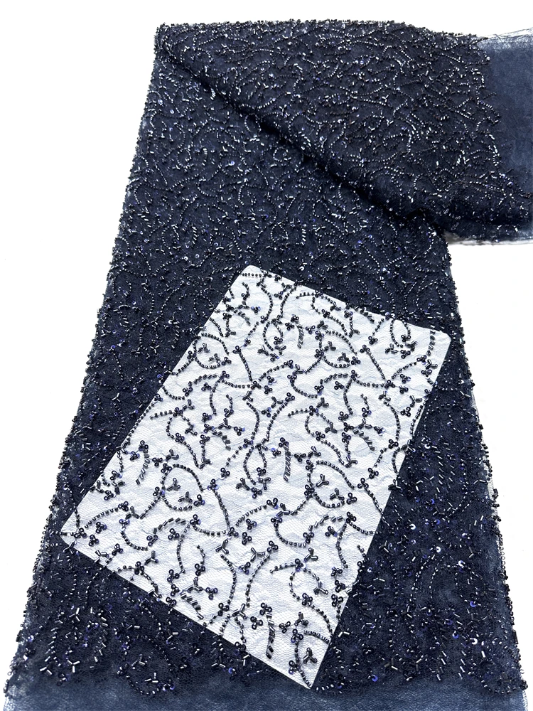 

Новейшая африканская ткань с пайетками и кружевом, высококачественная вышитая сетчатая ткань с бисером, 5 ярдов, для женских свадебных и праздничных платьев