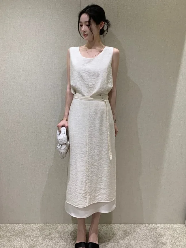 

Korean Sle Gentle Svel irt Women's High Waist Double Layer Skirt Two Piece Set Summer New Design Sensation