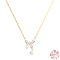 AIDE 100% Real 925 Sterling Silver Scattered And Orderly Zircon Necklace Sparkling Clavicle Chain for Women 18K Gold Jewelry