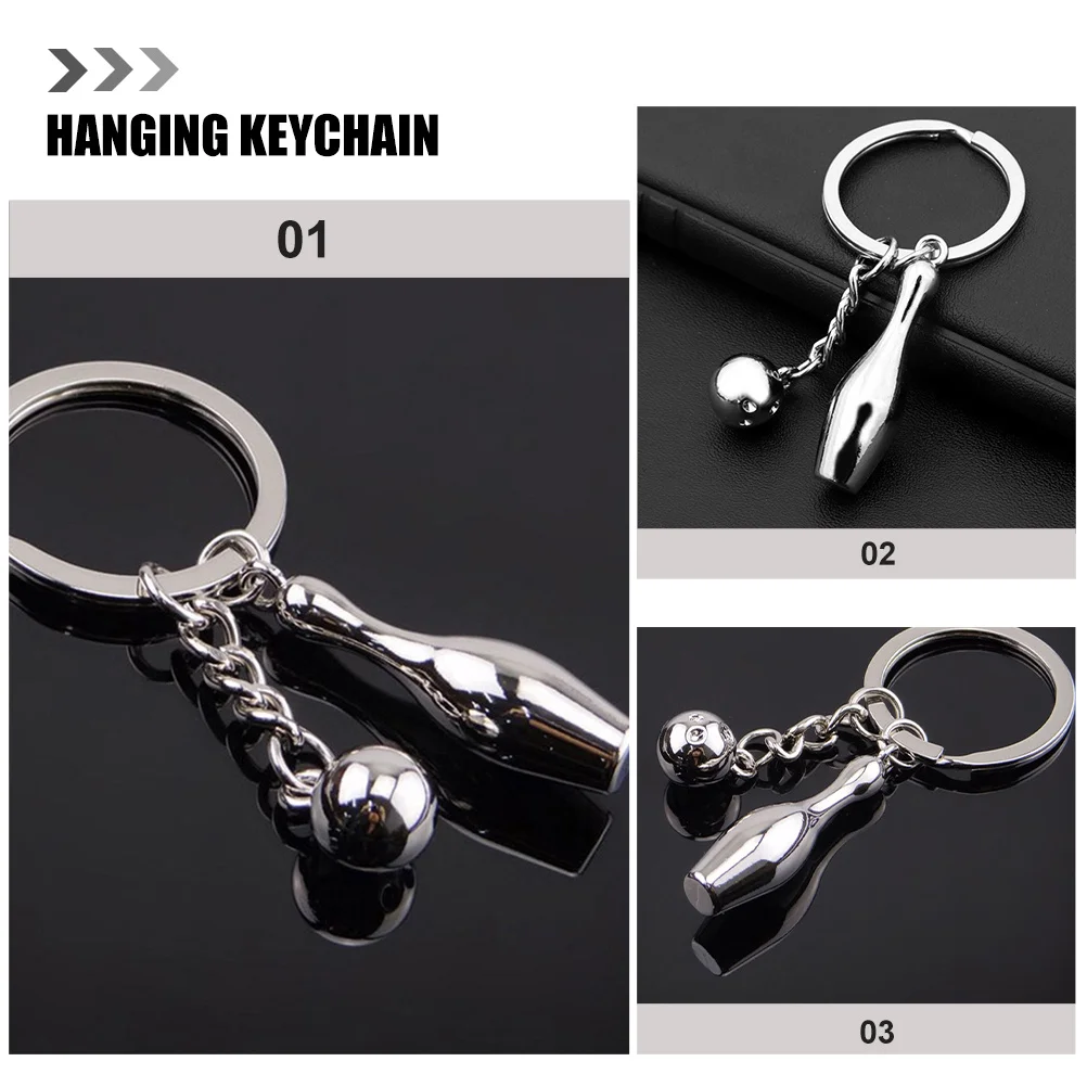 

3Pcs Bowling Keychain Mini Pendant Creative Hanging Key Ring Lifelike Sports Themed Decorative Keepsakes Bowling Keychain