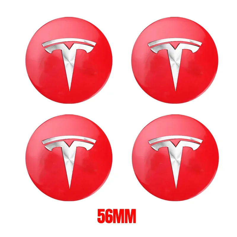 4 Stuks 56Mm Tesla Hub Cap Center Cap Logo Hoge Kwaliteit Sticker Voor Tesla Model 3 Y S X Gepersonaliseerde Auto Sticker Auto Accessoires