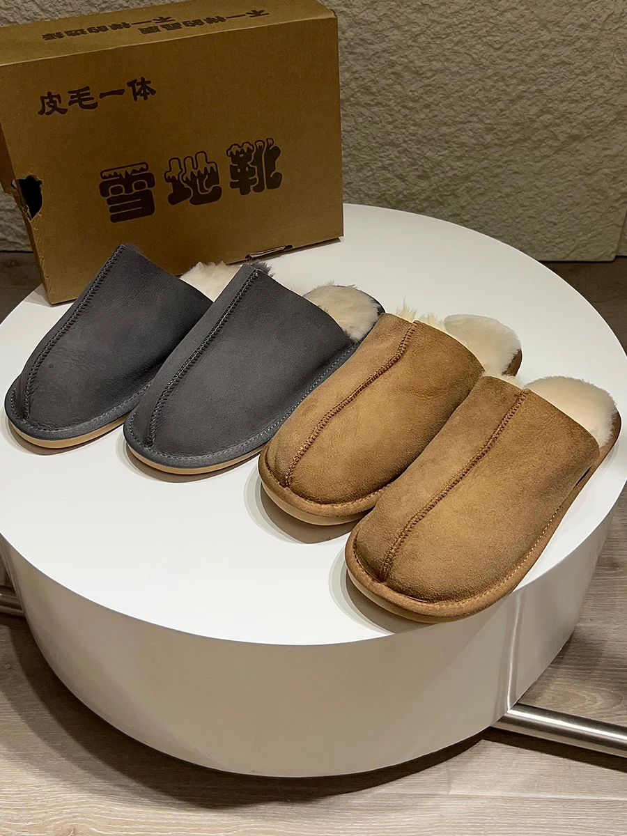 

Зимние домашние тапочки для пары из овчины, противоскользящие удобные домашние тапочки, повседневные молодежные тапочки для ног...