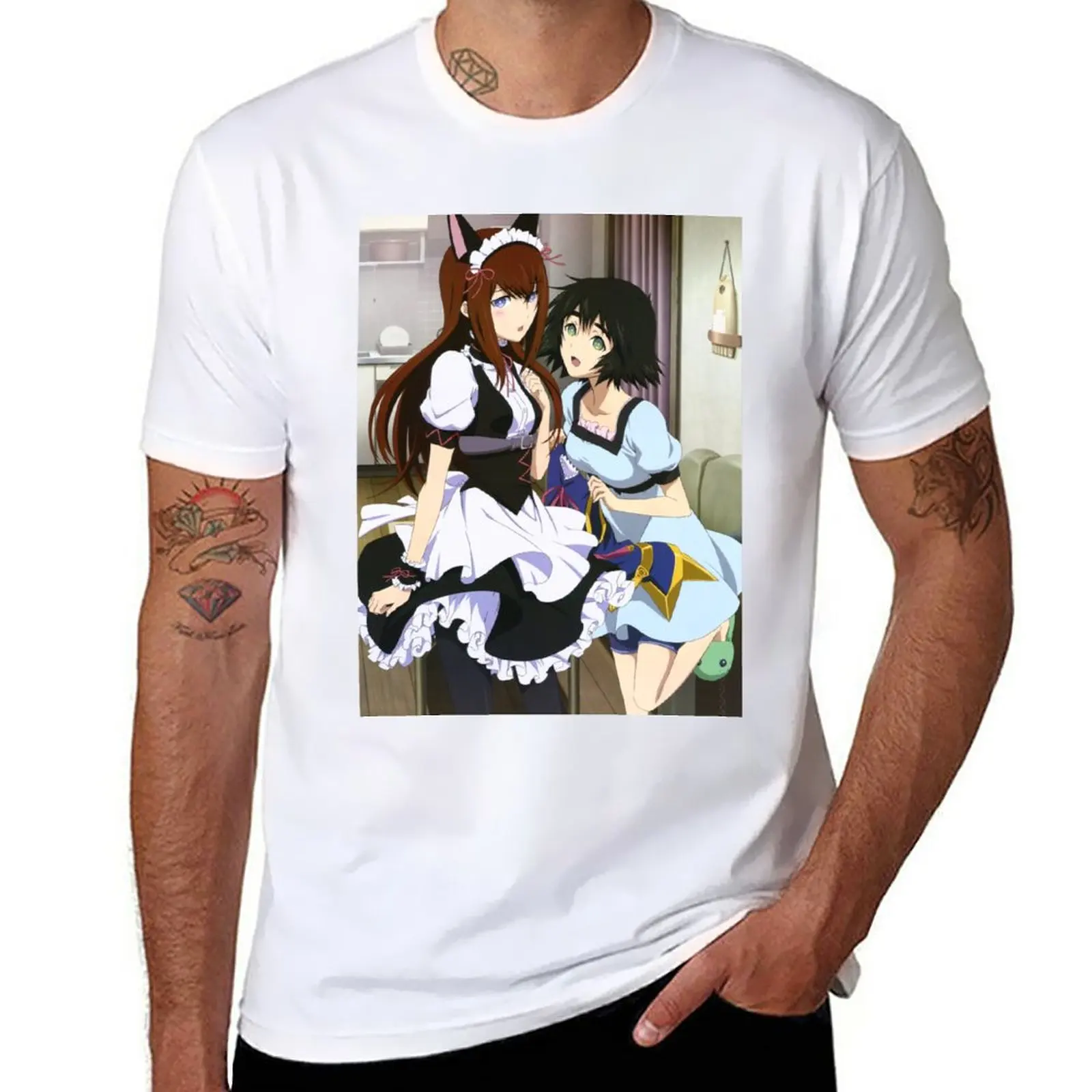 

New Steins;Gate - Makise Kurisu & Shiina Mayuri T-Shirt T-shirt for a boy graphic t shirts Anime t-shirt mens plain t shirts