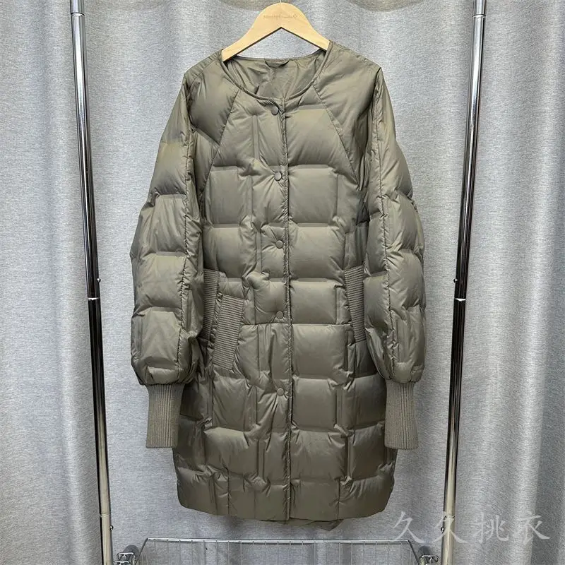 Herfst Winter Halflange Donsjack voor Vrouwen Nieuwe Warme Gewatteerde Witte Eend Donsjack O-hals Puffer Jas Mujer Trendy Zwart