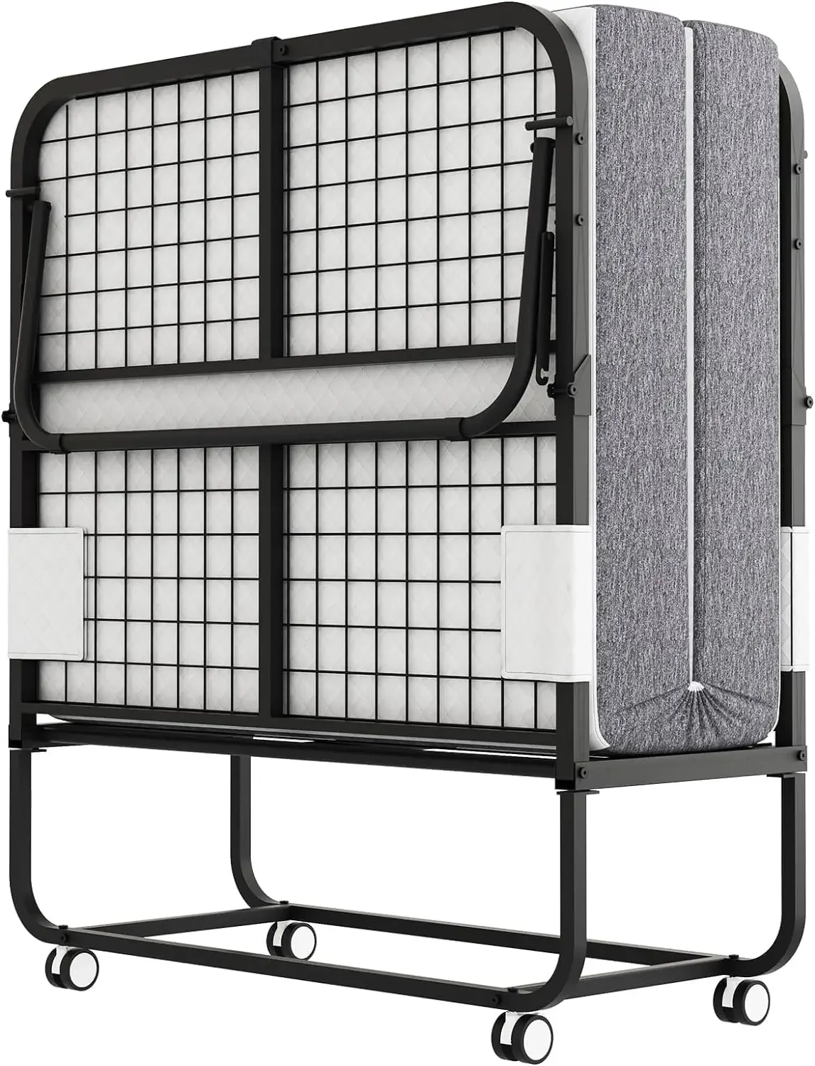 

Складная кровать с матрасом для взрослых, большой размер 75 x 46 дюймов, складная портативная складная кровать для гостей, без провисания каркаса