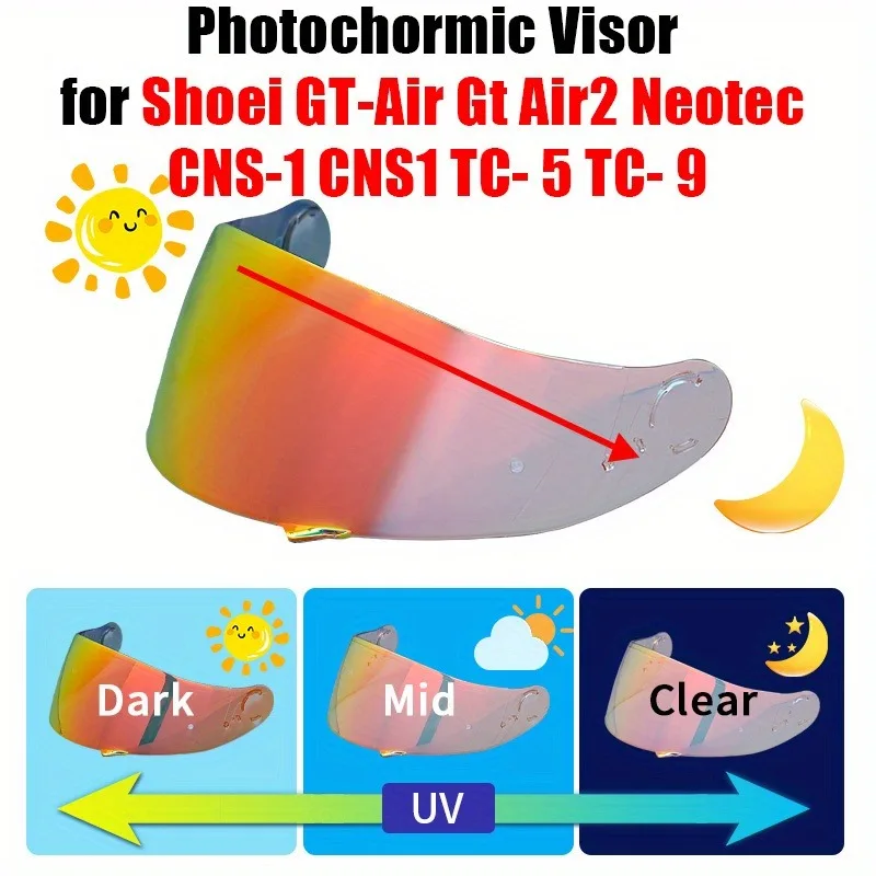 

Photochromic Visor for Shoei GT-Air Gt Air2 Neotec1 CNS-1 CNS1 TC- 5 TC-9 Full Face Viseira Capacete Racing Helmet Parts