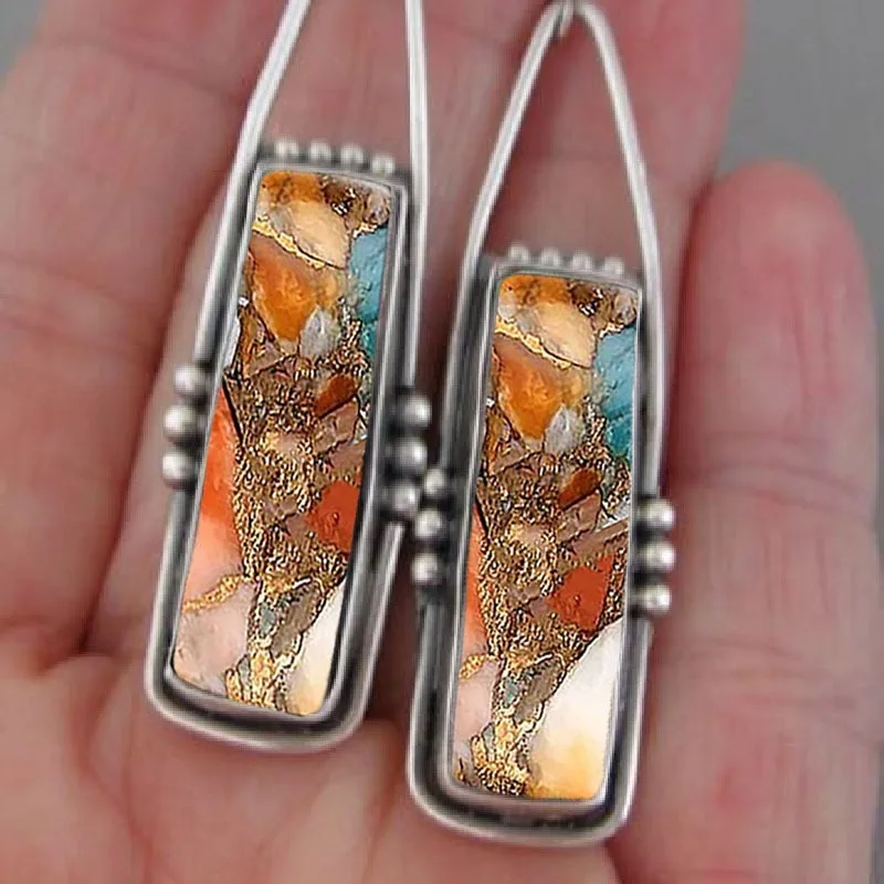 2pcs/set, Trendy Amber Artificial Crystal Earrings for Vintage Party Jewelry, Holiday  Christmas Halloween Gift for Mom Friends