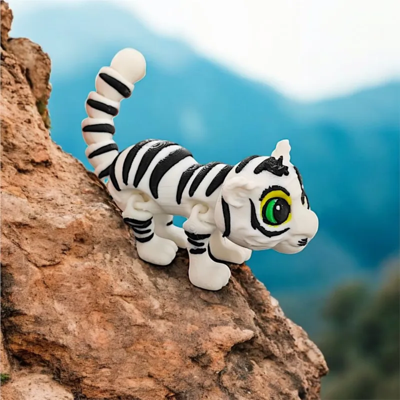 

Мини 3D печать игрушки-тигр моделирование белый тигр животные украшения декоративные куклы суставы подвижная настольная модель детская игрушка