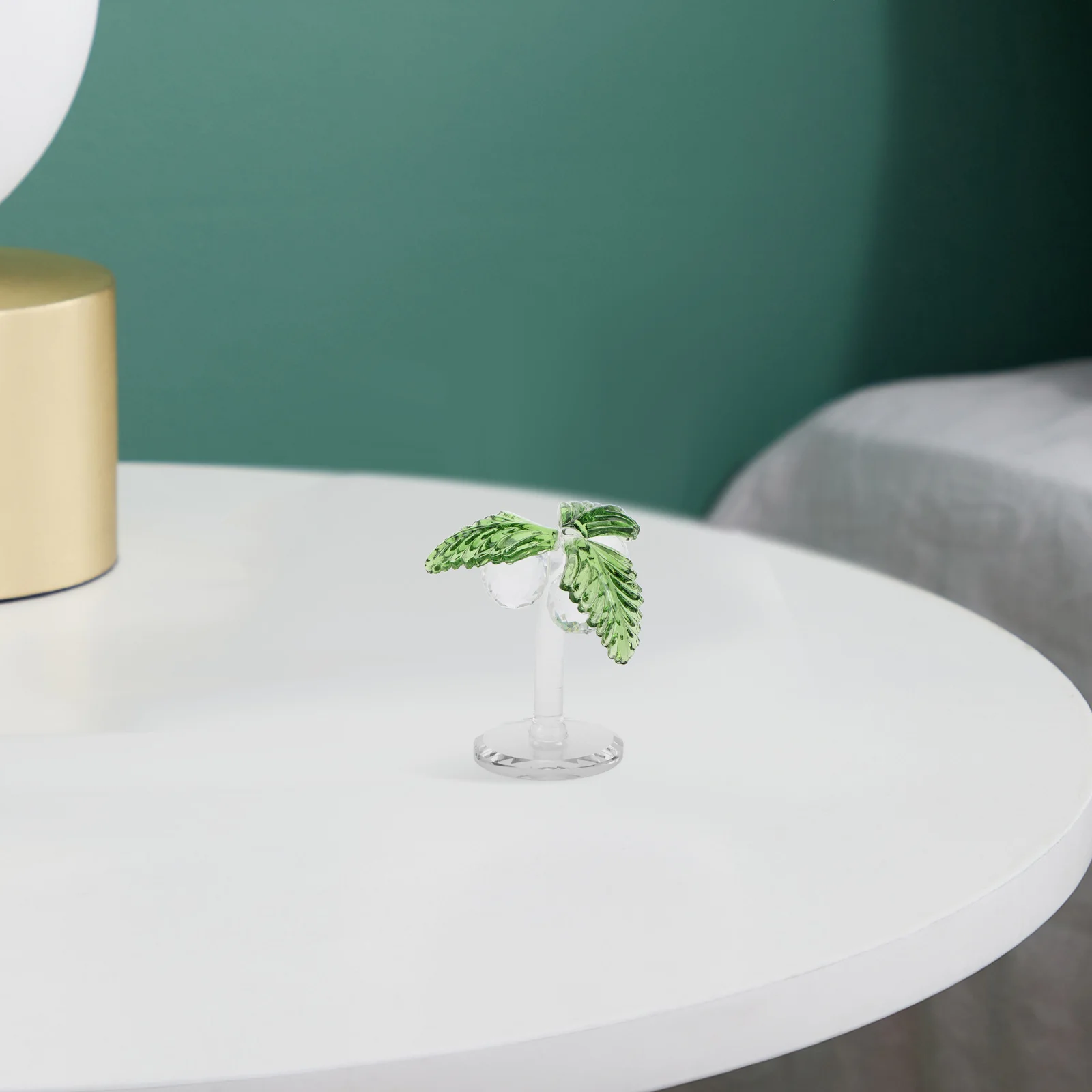 

Crystal Palm Tree Decor Handblown Glass Coconut Statue for Holiday Beach Home Entryway Elegance Glow Inspiration Gift