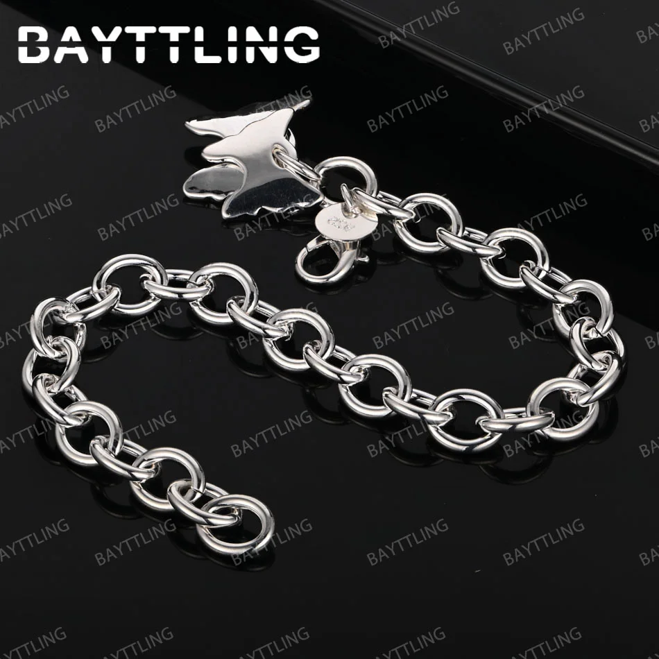 

925 Sterling Silver 8 Inches Butterfly Bracelet Women Fashion Wedding Gift Jewelry