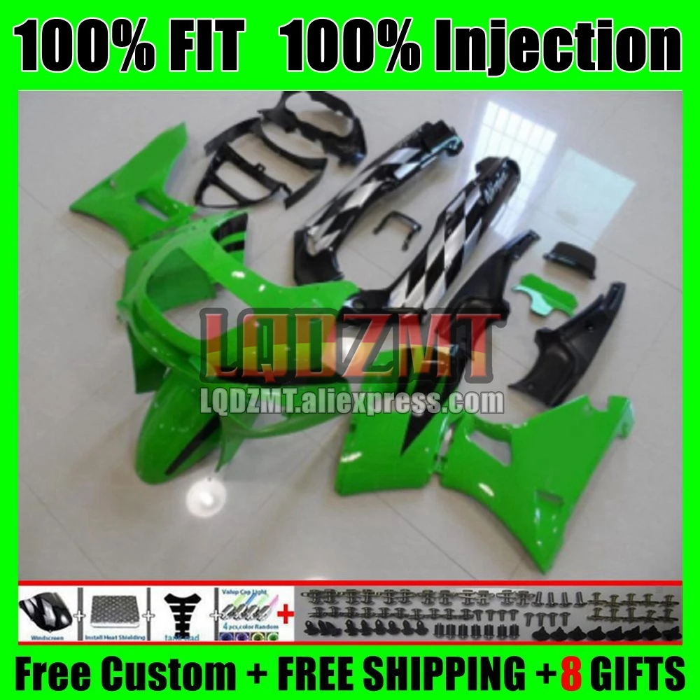 OEM Body For KAWASAKI NINJA ZZR 400 ZZR400 93 95 96 97 98 Factory green 99 77No.8 ZZR-400 2000 2001 2002 2005 2006 2007 Fairing