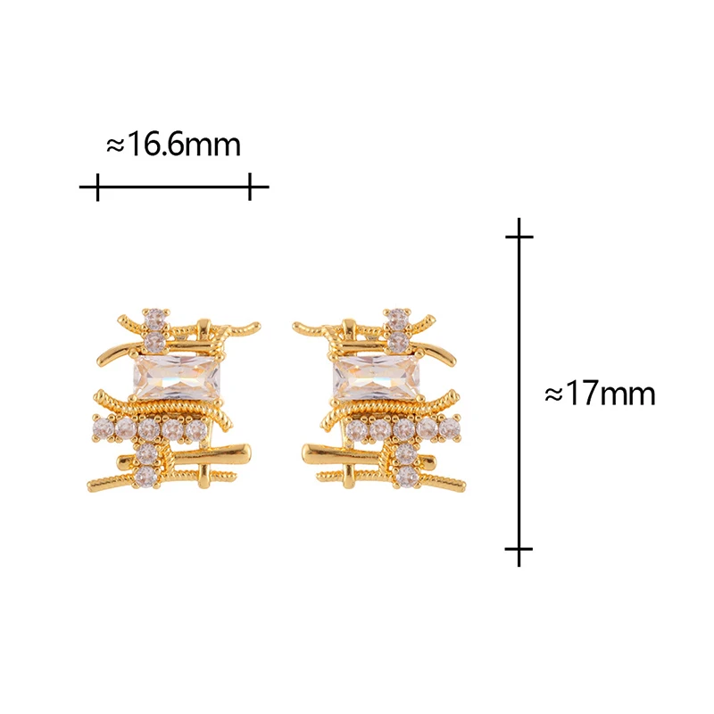 

Real 925 Sterling Silver 18K Gold Zircon Weaving Sensation Stud Earrings for Women Trendy Fine Jewelry Geometric Accessories