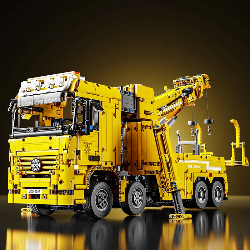 Rescue vehicle, yellow creative static model, high-difficulty assembly model, puzzle toy, birthday gift