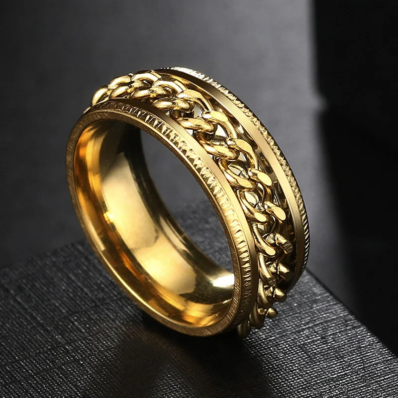 Angst Zappeln Ringe Für Männer Spining Titan Edelstahl Bunte Spinner Drehbare Kette Schmuck Rotierenden Ringe Männer Geschenk