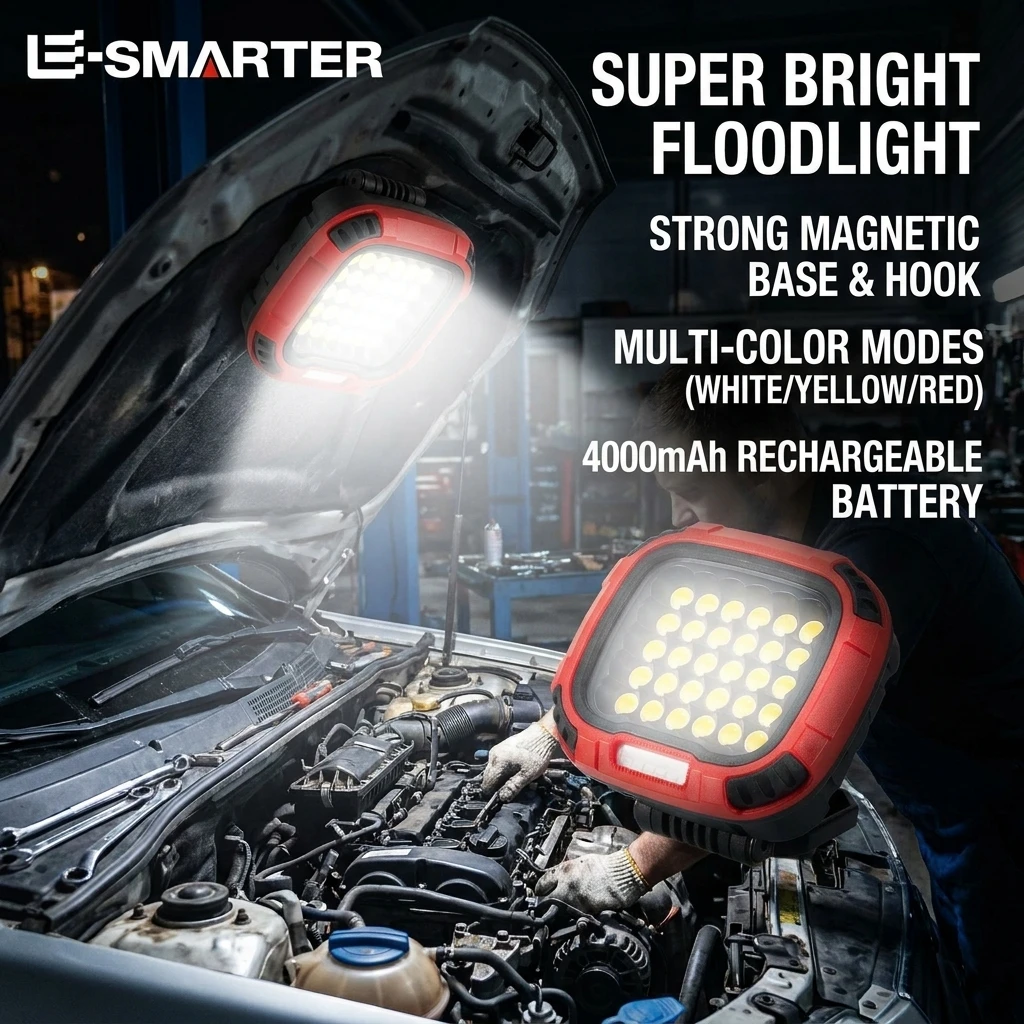 COB Magnetic Working Light High Bright Portable Floodlight Rechargeable Outdoor Camping Tent Repair Flashlight Built-in battery
