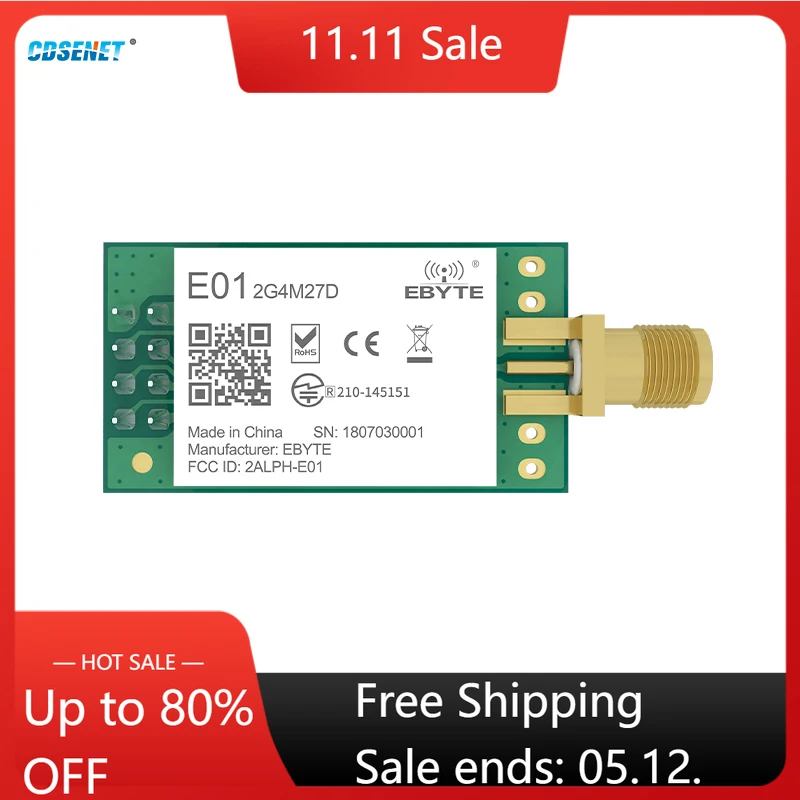 

Приемник-передатчик nRF24L01P, 2,4 ГГц, 500 мВт