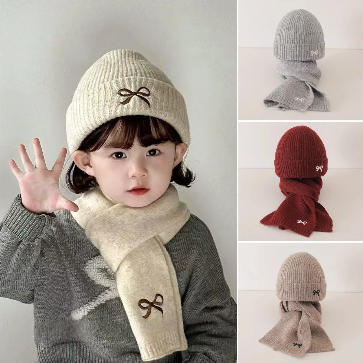 conjunto-de-gorro-e-cachecol-de-trico-infantil-2-pecas-outono-inverno-2026-com-laco-cor-solida-para-meninos-e-meninas-uso-diario-casual