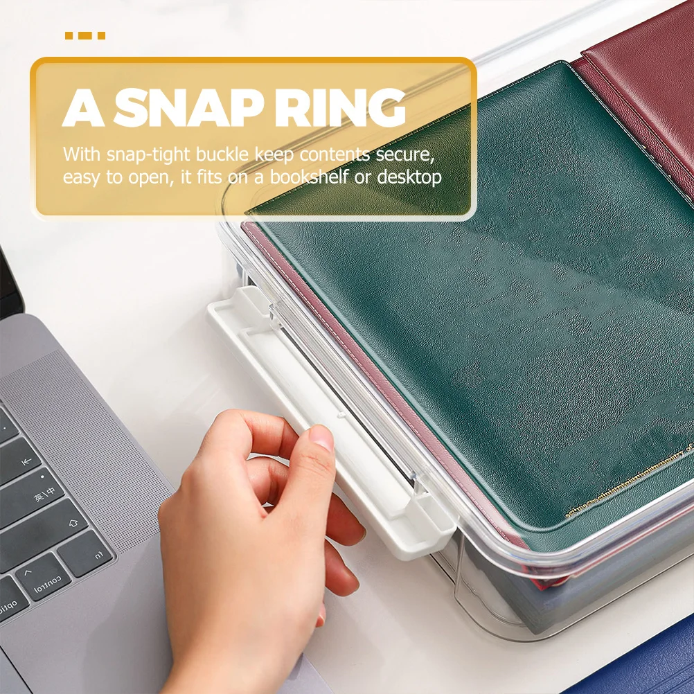 

Transparent Document Organizer Stackable File Holder Plastic Case Clear Design Desktop File Storage Box Secure Snap Buckle
