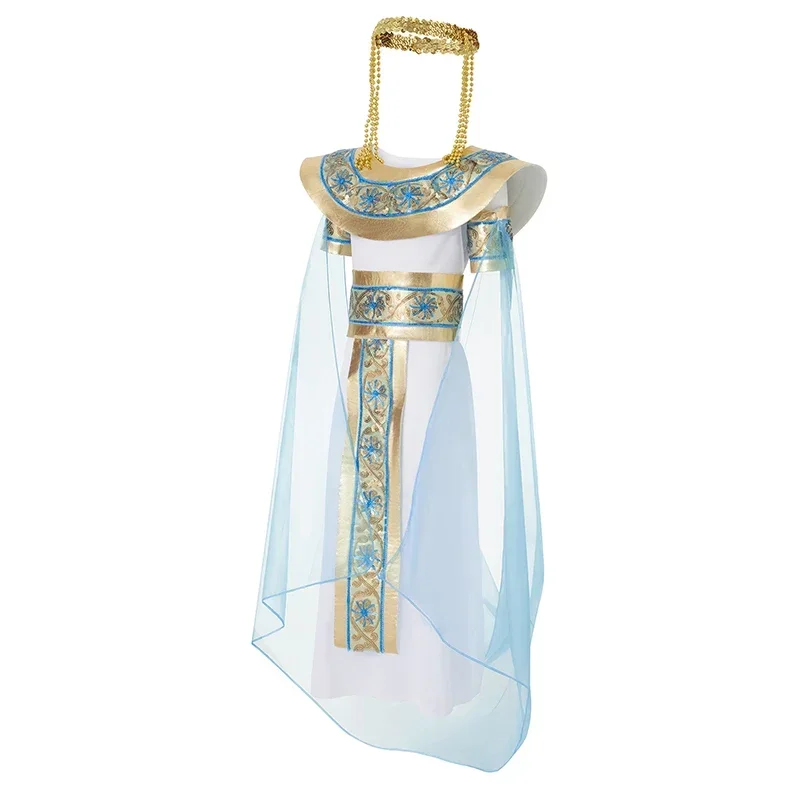 رداء de reine égyptienne d'halloween pour filles، avec Cape، sans manches، fleurs brantes، mascarade، أزياء تنكرية