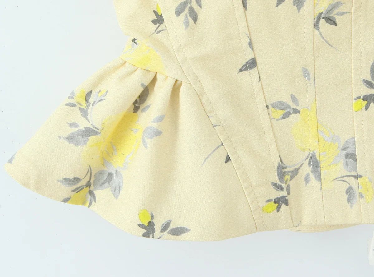 RARA2025 جديد الصيف المرأة عارضة الأزياء مزاجه سليم صالح تنوعا الحمالات زهرة طباعة قمم قصيرة