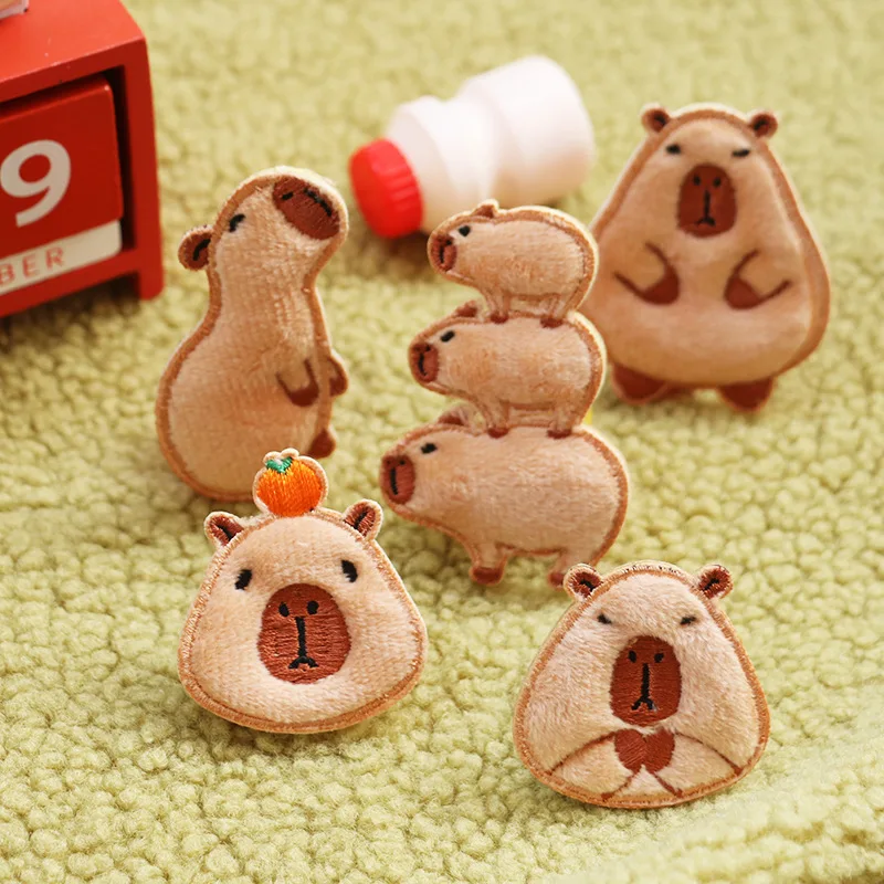 1 Piece Cute Capybara Embroidered Clothing Patches For Clothes Parch Fabric Sticker