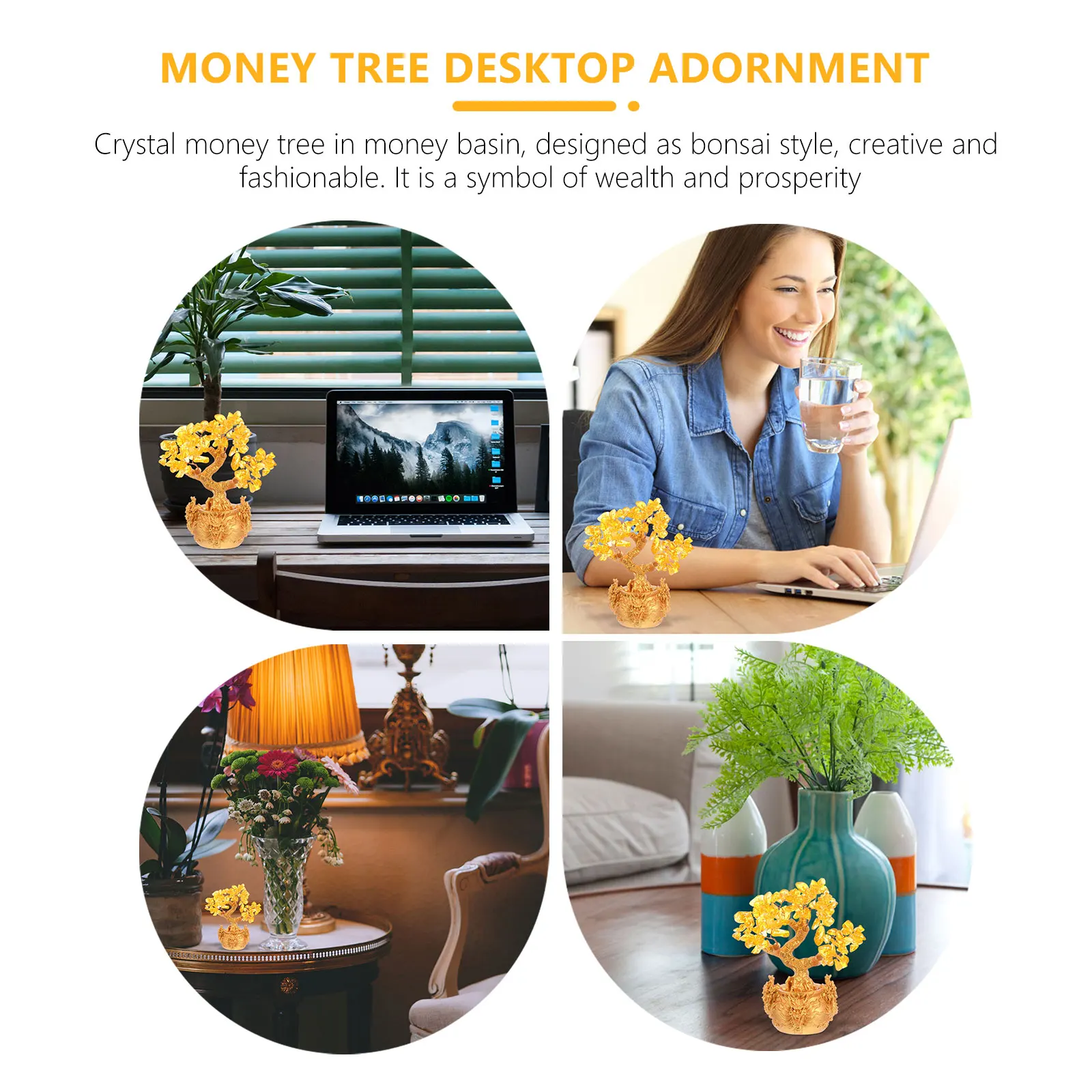 

1Pcs Crystal Money Tree Fortune Tree Desktop Ornament Feng Shui Decoration for Home Office Shop Prosperity Wealth