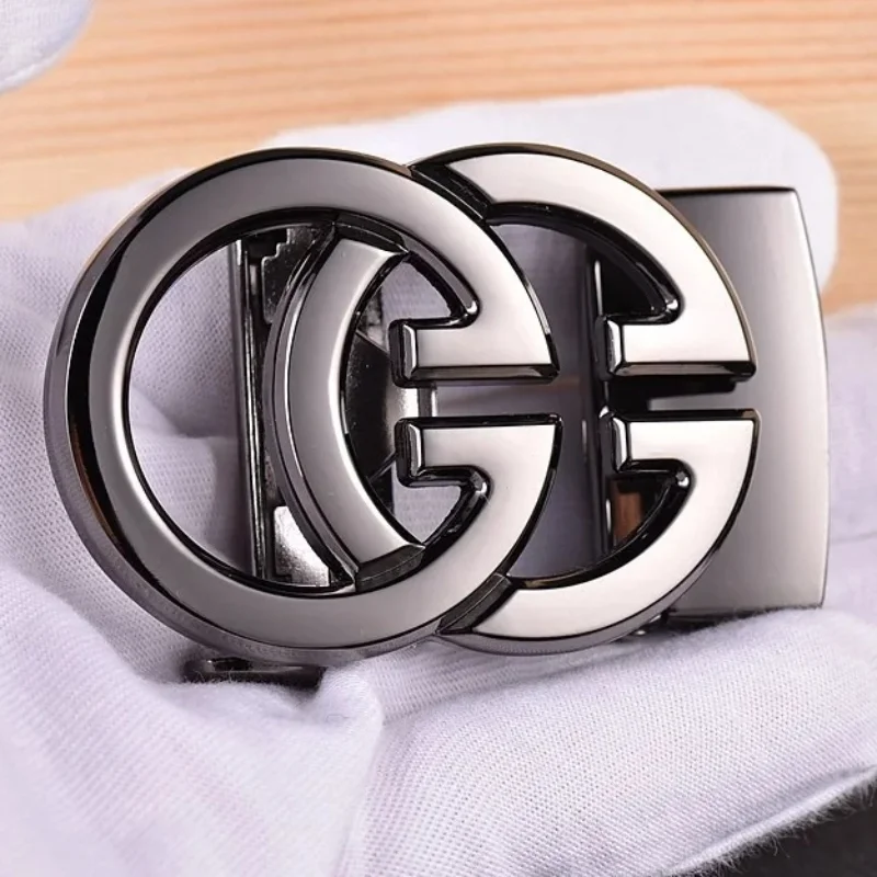 35cmデザイナースタイルの自動ベルトバックル、g文字付き、溝付きウエストバンドバックルに最適、ファッションメンズ合金バックルヘッド