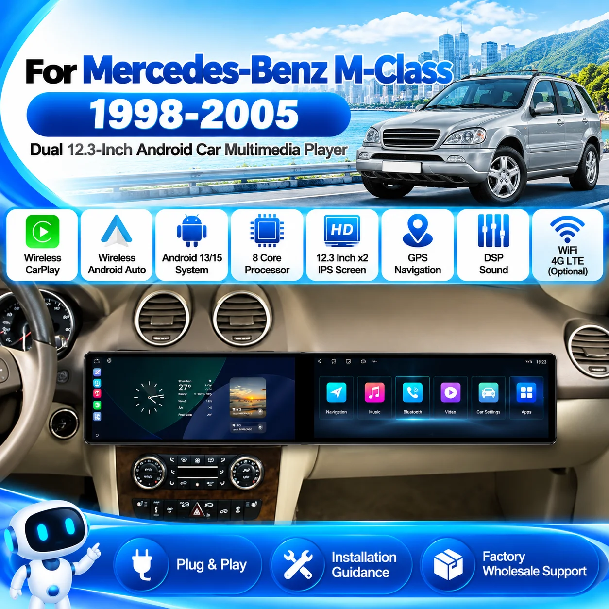 Wireless CarPlay GPS DSP Dual 12.3