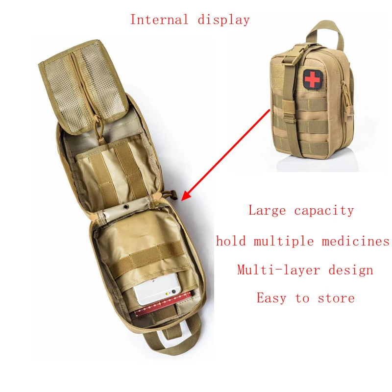 Bolsa táctica para botiquín de primeros auxilios, vendaje israelí, bolsillo de almacenamiento, torniquete, supervivencia de emergencia, bolsa EDC militar arterial rápida