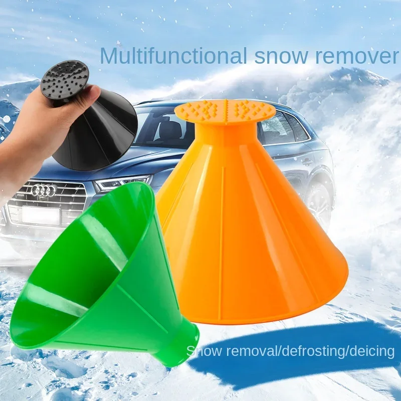 2 Pcs Car Snow Shovel Winter Funnel Winter Snow Shovel ABS Multifunctional Car Windshield Defrost Ice Scrapper Skis Accessories