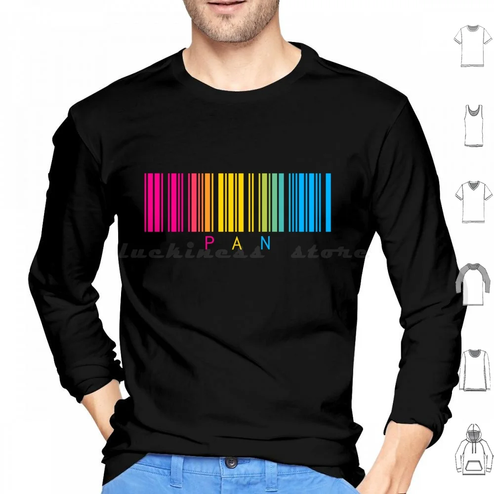 

Pansexual Pride Unique Barcode Hoodies Long Sleeve Pride Trans Bi Ace Pan Ally Rainbow Movement Rights Identity Gender