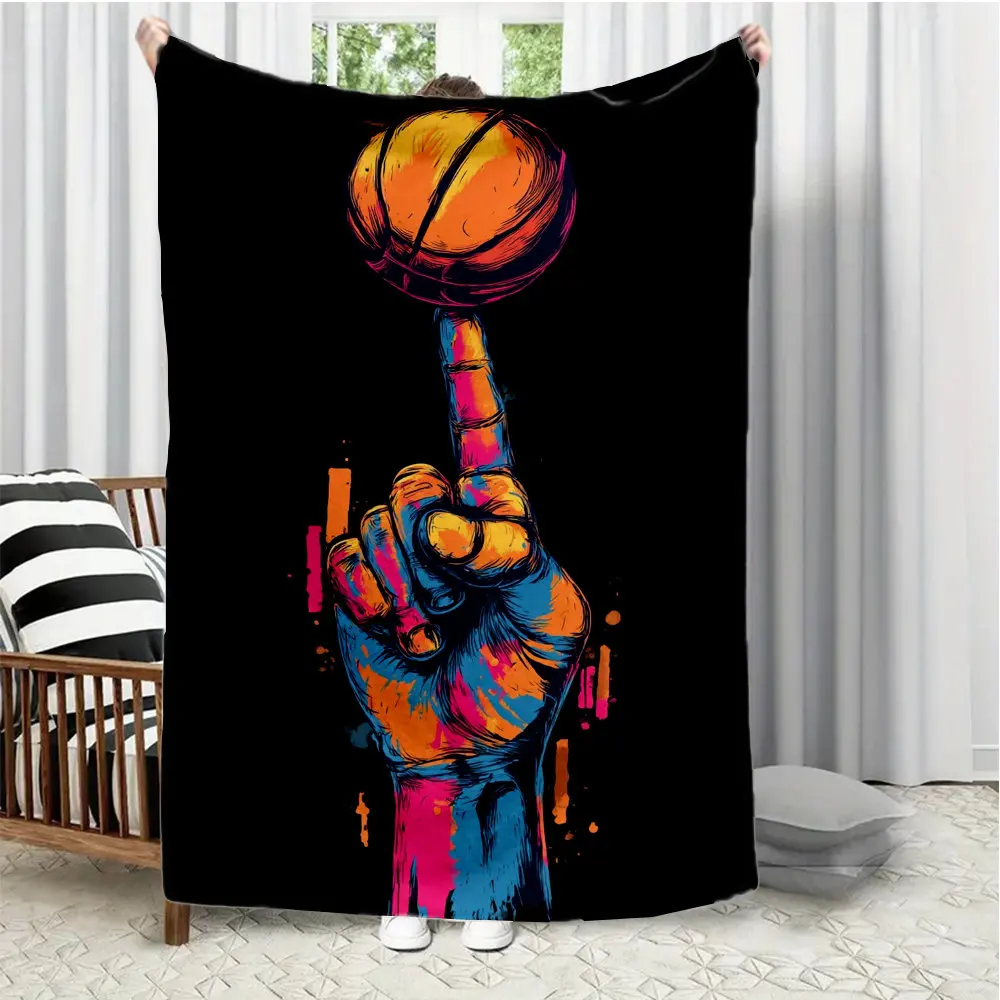 Vibrant Basketball Sports Throw Blanket for Fan Gift Home Decor Large 150x230cm Cozy NBA Game Lovers Keepsake