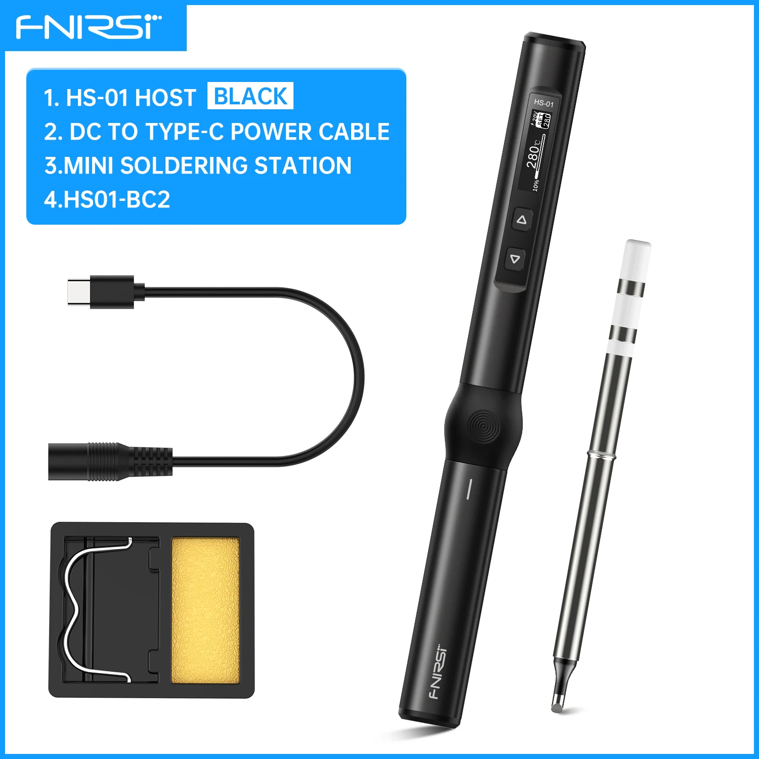 FNIRSI HS-01 Smart Electric Soldering Iron PD 65W Adjustable 