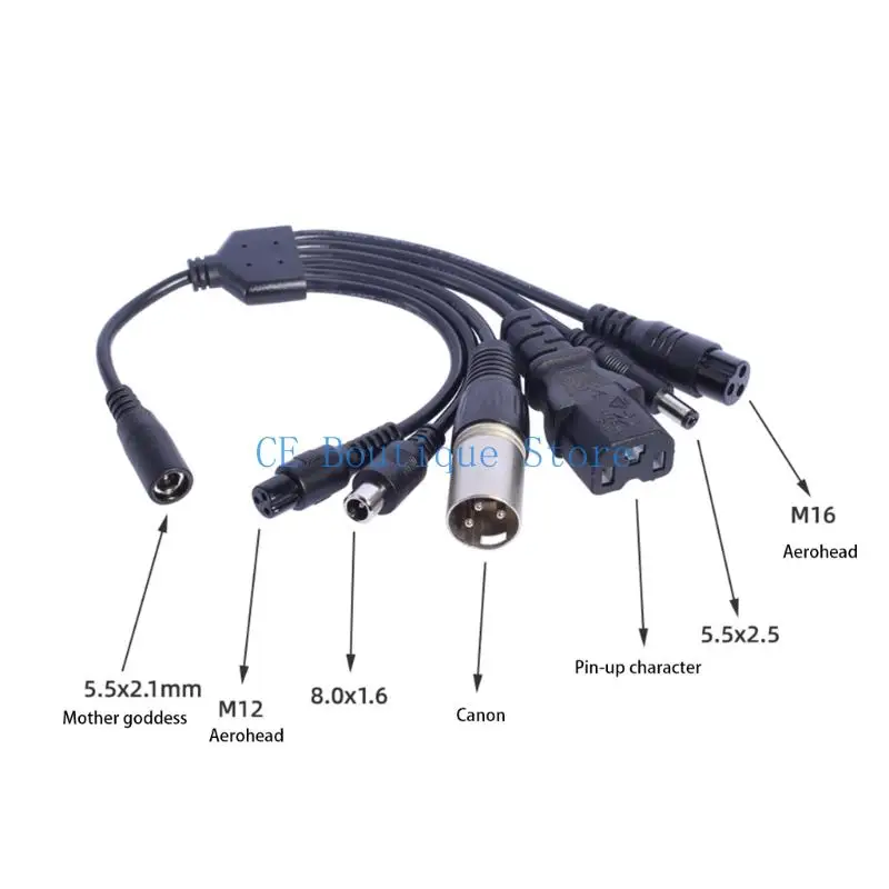 Adapter ładowania 1 do 6, złącze żeńskie 5.5x2.1mm na męskie 8016 oraz stabilne adaptery 5.5x2.5mm do przewodów zasilających hulajnóg elektrycznych. — zdjęcie produktu 3